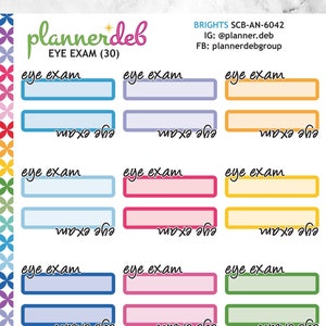 EYE EXAM スクリプト ラベル プランナー ステッカー、Erin Condren プランナー、Daily Duos、Happy プランナー、Plum プランナーに最適、SCB-6042