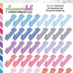CORNER RIBBONS Planner Stickers for Erin Condren Planners, Daily Duos, Happy Planners, Plum Planners, Bullet Journals, Any Planner, SLB-3173