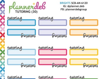 TUTORING Script Label Planner Stickers, Perfect For Erin Condren Planners, Daily Duos, Happy Planners, Plum Planners, SCB-6120