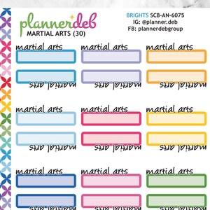 MARTIAL ARTS Script Label Planner Stickers, Perfect For Erin Condren Planners, Daily Duos, Happy Planners, Plum Planners, SCB-6075