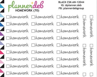 HOMEWORK Checkbox Script Planner Stickers for Erin Condren Planner, Daily Duo, Happy Planner, Plum Planner, BuJo, CBSK-12044, 4 Typefaces