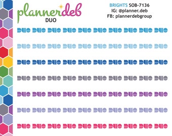 DUO Planner Stickers for Erin Condren Planners, Daily Duos, Happy Planners, Plum Planners, Bullet Journals, Any Planners, SOB-7136