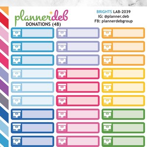 Adesivi per pianificatori di etichette DONATIONS per Erin Condren Planner, Daily Duos, Happy Planner, Plum Planner, Bullet Journal, Any Planner, LAB-2039