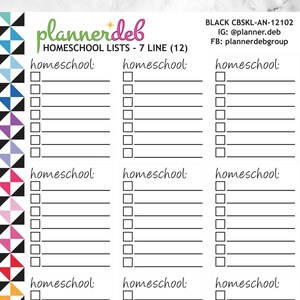 HOMESCHOOL Checkbox Script Planner Sticker for Erin Condren Planner, Daily Duo, Happy Planner, Plum Planner, BuJo, CBSKL-12102, 4 Typefaces