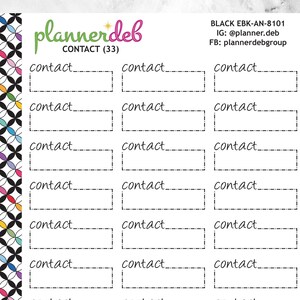 CONTACT Event Box Planner Sticker for Erin Condren Planner, Daily Duo, Happy Planner, Plum Planner, BuJo, A5 Planner, EBK-8101, 4 Typefaces