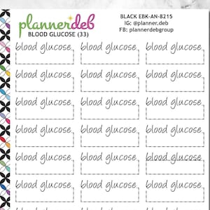 BLOOD SUGAR Event Box Planner Stickers for Erin Condren Planner, Daily Duo, Happy Planner, Plum Planner, BuJo, EBK-8215, 4 Typefaces
