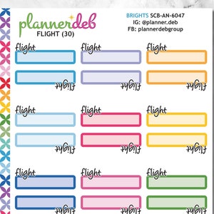 Adesivos de planejador de rótulo de script de voo para Erin Condren Planner, Daily Duo, Happy Planner, Plum Planner, Bullet Journal, SCB-6047