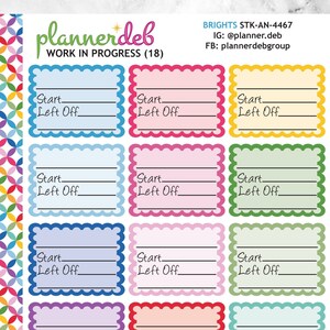 Adesivi per planner WORK in PROGRESS per Erin Condren Planner, Daily Duo, Happy Planner, Plum Planner, BuJo, A5, STK-4467, 4 tipi di carattere