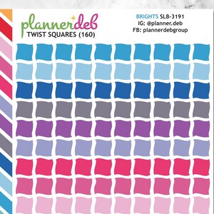 TWIST SQUARES Planner Stickers for Erin Condren Planner, Happy Planner, Plum Paper Planner, Bullet Journal, SLB-3191