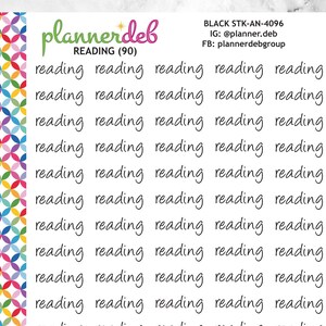 Reading Script Planner Stickers for Erin Condren Planner, Daily Duo, Happy Planner, Plum Planner, MakseLife, BuJo, A5, STK-4096, 4 Typefaces