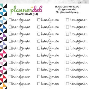 HANDYMAN Checkbox Planner Stickers for Erin Condren Planner, Daily Duo, Happy Planner, Plum Planner, BuJo, A5, CBSK-12273, 4 Typefaces
