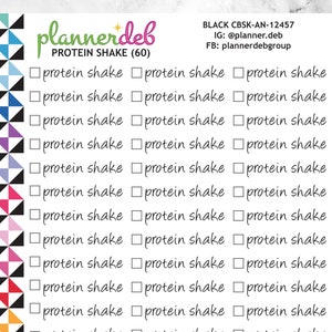 PROTEIN SHAKE Checkbox Planner Stickers for Erin Condren Planner, Daily Duo, Happy Planner, Plum Planner, BuJo, CBSK-12457, 4 Typefaces