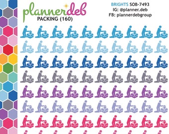 PACKING Planner Stickers for Erin Condren Planners, Daily Duos, Happy Planners, MakseLife, Plum Planners, Bullet Journals, A5, SOB-7493