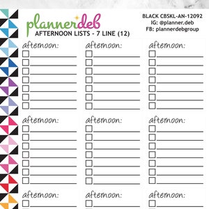Afternoon Checkbox Script Planner Sticker for Erin Condren Planner, Daily Duo, Happy Planner, Plum Planner, BuJo, CBSKL-12092, 4 Typefaces