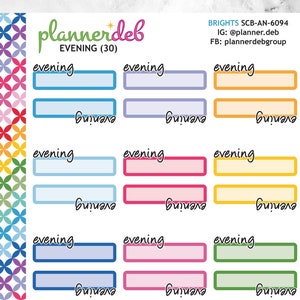 Naklejki na etykiety scenariuszy EVENING Script Planner dla Erin Condren Planner, Daily Duo, Happy Planner, Plum Planner Bullet Journal, A5 Planner, SCB-6094