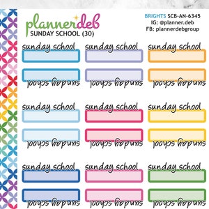 Sonntagsschule Script Label Planner Sticker für Erin Condren Planer, Daily Duo, Happy Planner, Plum Planner, MakseLife, BuJo, A5, SCB-6345