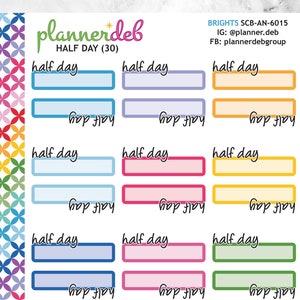 HALF DAY Script Label Planner Stickers for Erin Condren Planner, Daily Duo, Happy Planner, Plum Planner, BuJo, A5 Planner, SCB-6015