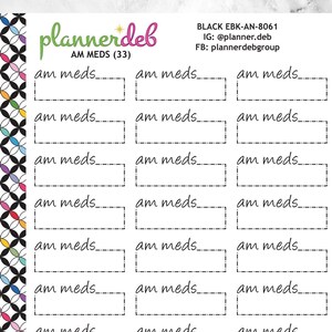 AM Meds Event Box Planner Stickers for Erin Condren Planner, Daily Duo, Happy Planner, Plum Planner, BuJo, A5, EBK-8061, 4 Typefaces
