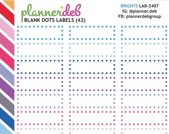 BLANK DOTS Label Planner Stickers for Erin Condren Planner, Daily Duo, Happy Planner, Plum Planner, MakseLife, BuJo, A5 Planner, LAB-2407