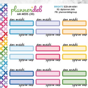 AM Meds Script Label Planner Stickers for Erin Condren Planner, Daily Duo, Happy Planner, Plum Planner, MakseLife, BuJo, A5, SCB-6061