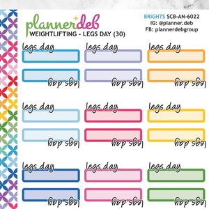 LEGS WEIGHTLIFTING Script Label Planner Stickers for Erin Condren Planner, Daily Duo, Happy Planner, Plum Planner, BuJo, A5, SCB-6022