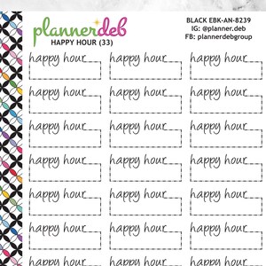 Happy Hour Event Box planner stickers voor Erin Condren planner, Daily Duo, Happy planner, Plum planner, BuJo, A5, EBK-8239, 4 lettertypen