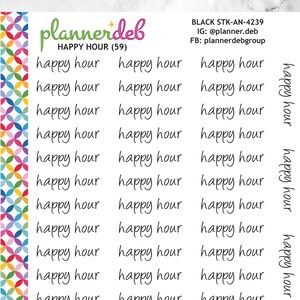 Happy Hour script planner stickers voor Erin Condren planner, Daily Duo, Happy planner, Plum planner, MakseLife, BuJo, STK-4239, 4 lettertypen