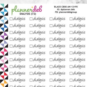 DIALYSIS Checkbox Planner Stickers for Erin Condren Planner, Daily Duo, Happy Planner, Plum Planner, BuJo, A5, CBSK-12195, 4 Typefaces