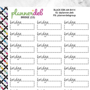 BRIDGE Event Box Planner Stickers for Erin Condren Planner, Daily Duo, Happy Planner, Plum Planner, BuJo, A5 Planner, EBK-8414, 4 Typefaces