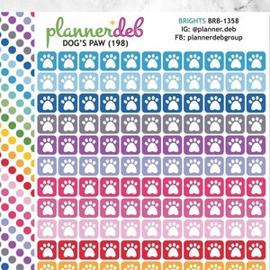 Dog Paw Planner Stickers for Erin Condren Planner, Daily Duo, Happy Planner, Plum Planner, MakseLifeBullet Journal, A5 Planners, BRB-1358