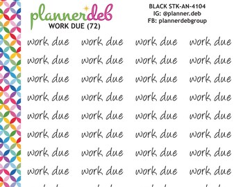 WORK DUE Script Planner Pegatinas para Erin Condren Planner, Daily Duo, Happy Planner, Plum Planner, BuJo, A5, STK-4104, 4 Tipografías