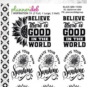 Inspiration Quotes (31-36) Planner Stickers for Erin Condren Planner, Daily Duo, Happy Planner, Plum Planner, BuJo, A5, QBK-15386-15391