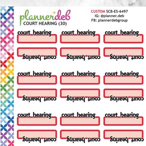 Court Hearing Script Label Planner Stickers, Perfect For Erin Condren Planners, Daily Duos, Happy Planners, Plum Planners, SCB-6497