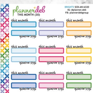 THIS MONTH Script Label Planner Stickers for Erin Condren Planner, Daily Duo, Happy Planner, Plum Planner, MakseLife, BuJo, A5, SCB-6320