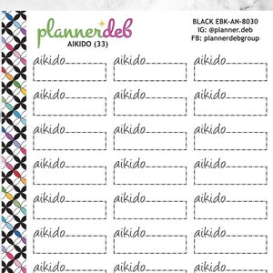Aikido Event Box Planner Stickers for Erin Condren Planner, Daily Duo, Happy Planner, Plum Planner, BuJo, A5 Planner, EBK-8030, 4 Typefaces