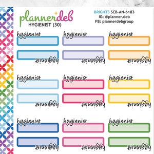 HYGIENIST Script Label Planner Stickers para Erin Condren Planner, Daily Duo, Happy Planner, Plum Planner, BuJo, A5 Planner, SCB-6183