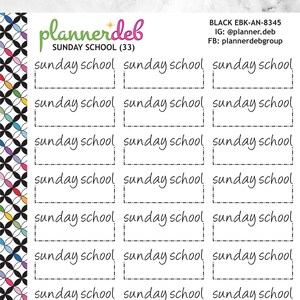 Sonntagsschule Event Box Planner Sticker für Erin Condren Planer, Daily Duo, Happy Planner, Plum Planner, BuJo, A5, EBK-8345, 4 Schriften