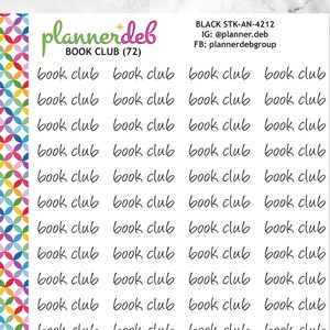 Book Club Script Planner Stickers for Erin Condren Planner, Daily Duo, Happy Planner, Plum Planner, BuJo, A5 Planner, STK-4212, 4 Typefaces