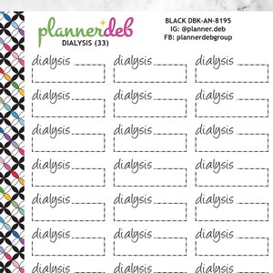 DIALYSIS Event Box Planner Stickers for Erin Condren Planner, Daily Duo, Happy Planner, Plum Planner, BuJo, A5, EBK-8195, 4 Typefaces