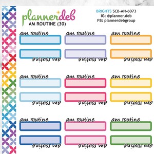 AM Routine Script Label Planner Stickers for Erin Condren Planner, Daily Duo, Happy Planner, Plum Planner, MakseLife, BuJo, A5, SCB-6073