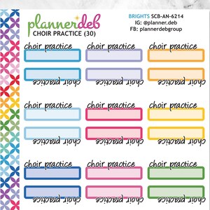 Choir Practice Script Label Planner Stickers for Erin Condren Planner, Daily Duo, Happy Planner, Plum Planner, BuJo, A5 Planner, SCB-6214