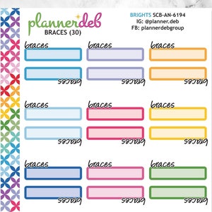 PEGATINAS BRACES Script Label Planner para Erin Condren Planner, Daily Duo, Happy Planner, Plum Planner BuJo, A5 Planner, SCB-6194