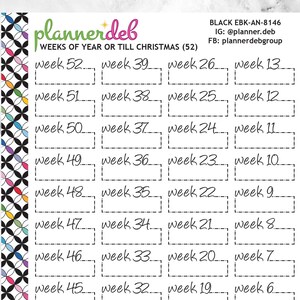 WEEKS of YEAR Event Box Planner Stickers for Erin Condren Planner, Daily Duo, Happy Planner, Plum Planner, BuJo, A5, EBK-8146, 4 Typefaces