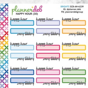 Happy Hour script label planner stickers voor Erin Condren planner, Daily Duo, Happy planner, Plum planner, BuJo, A5 planner, SCB-6239