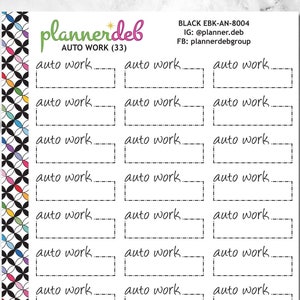 AUTO WORK Event Box Planner Stickers for Erin Condren Planner, Daily Duo, Happy Planner, Plum Planner, BuJo, A5, EBK-8027, 4 Typefaces