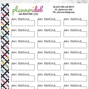 AM Routine Event Box Planner Stickers for Erin Condren Planner, Daily Duo, Happy Planner, Plum Planner, BuJo, A5, EBK-8073, 4 Typefaces