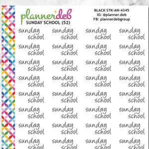 Sonntagsschule Bullet Journal Sticker für Erin Condren Planer, Happy Planner, Plum Planner, Bullet Journal, STK-4345, 4 Schriften
