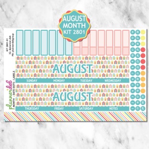 August/Summer Kit 2801 Monthly Planner Stickers Perfect for Erin Condren Planner : Fit Other Planners