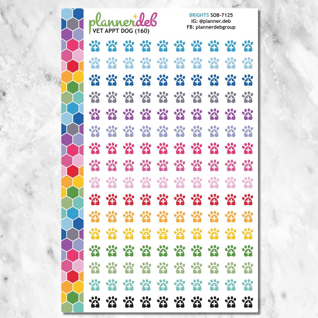 Dog Vet Appt Planner Stickers for Erin Condren Planners, Daily Duos ...