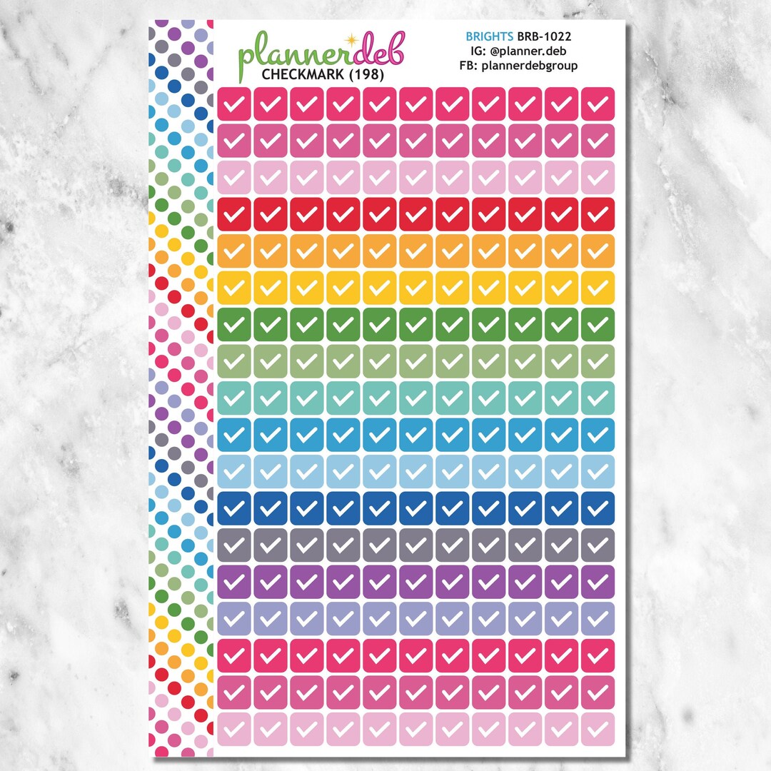 Checkmark Planner Stickers for Erin Condren Planners, Daily Duos, Happy ...